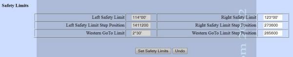 WebInterface Set Safety Limits